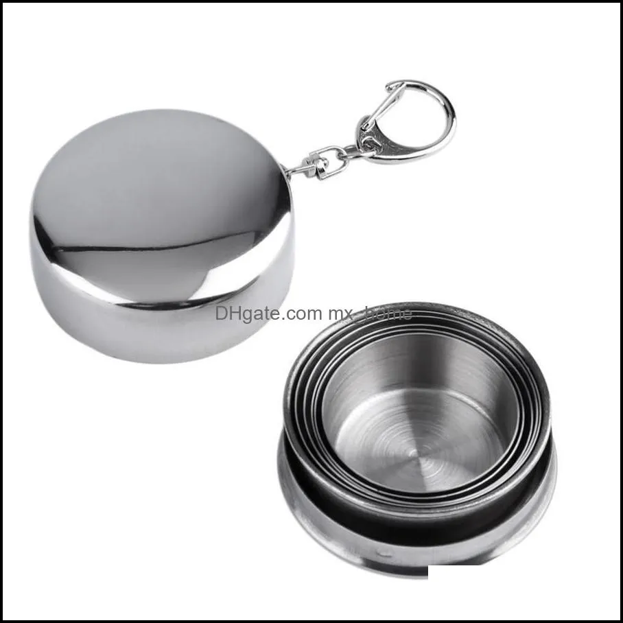 Wholesale 75ml Stainless Steel Portable Outdoor Travel Camping Folding Foldable Collapsible Cup Tea Cup Free Shipping