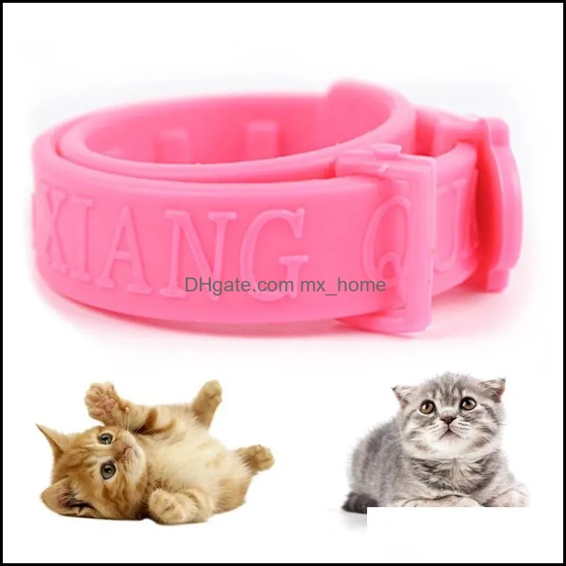 Adjustable Pet Collar Anti Flea Ticks Mosquitoes Pink Outdoor Cat Dog Collar Pet Protect Repel Rubber Necklace High Quality