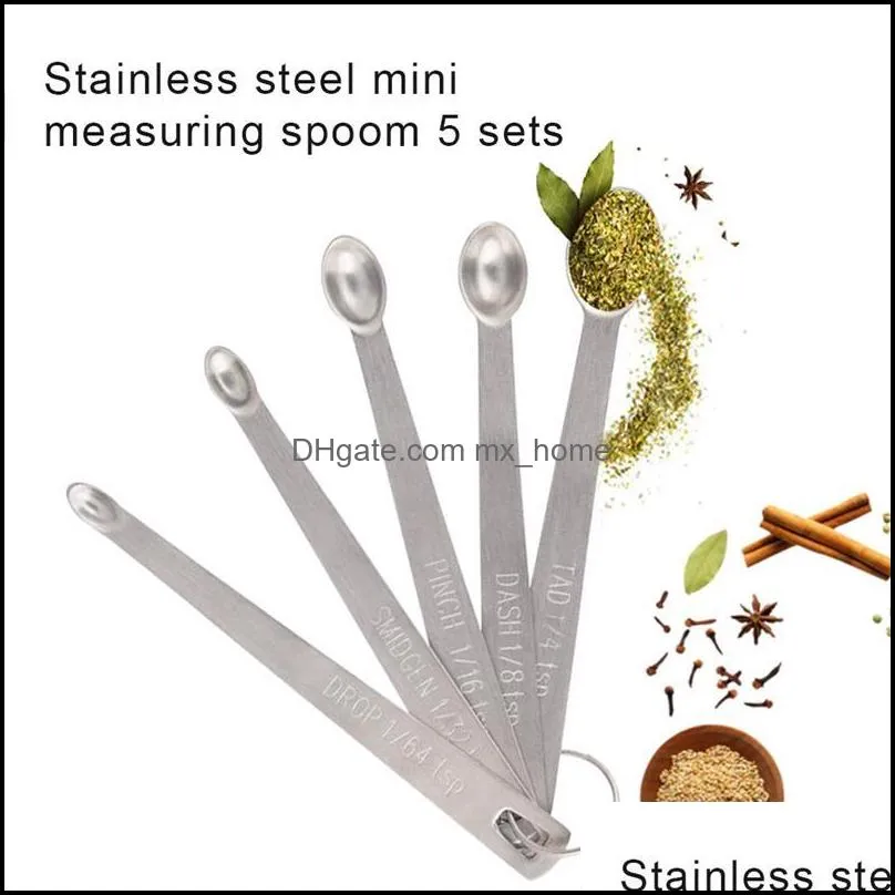 5pcs/set Stainless Steel Mini Measuring Spoon Durable Home Sauce Cutlery Accessories Home Kitchen Baking Tool