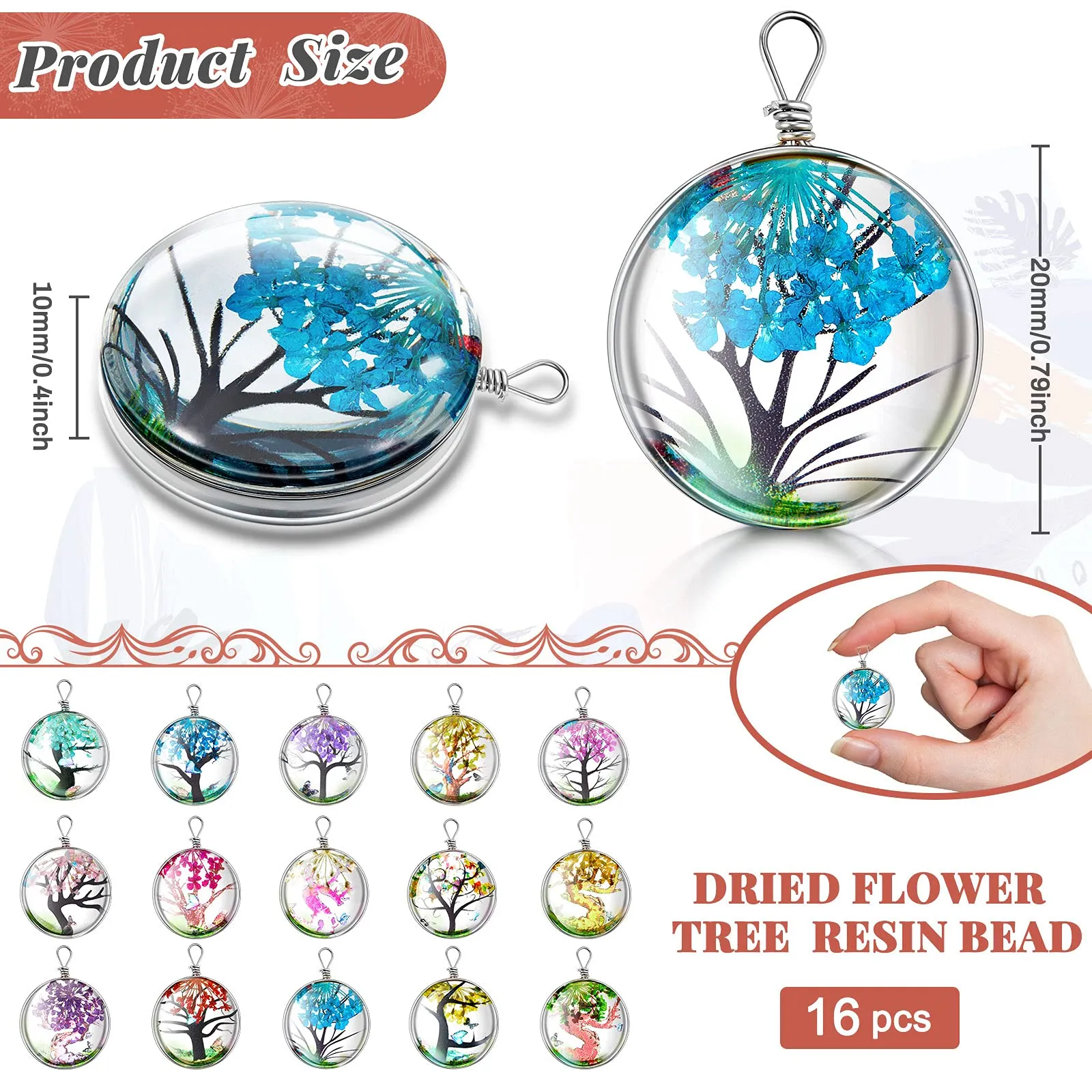 3ml dried flowers pendant charms for jewelry making transparent tree resin beads mixed colors lacework resin flower charm drop pendants for diy jewelry crafts 1 x 0 7 x 0 4 inch