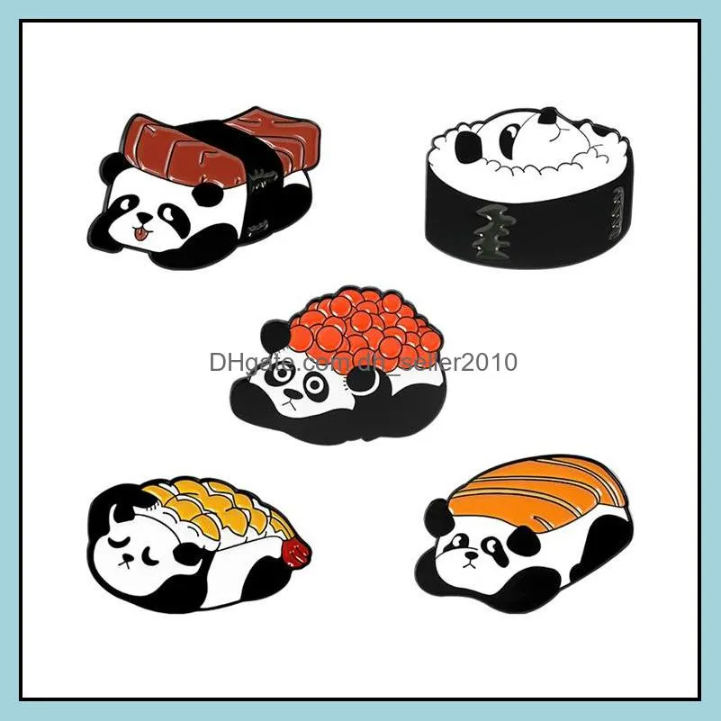 Customized Brooches Sushi Panda Enamel Pin Creative Fun Jeans Jewelry Accessories For Women Men Alloy Brooch 1038 D3