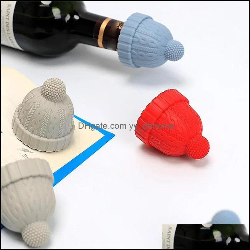 Woolen Hat Shaped Wine Stopper Woolen Cap Wine Bottle Stopper -Keeping Sealed Lid Beer Bottle Cap Silicone Preservative Stopper