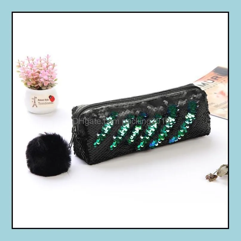 limit shows Mermaid Sequin Fashion Colorful Pencil Case Cosmetic Makeup Coin Pouch Storage Zipper Purse Bag Office Supplies hot