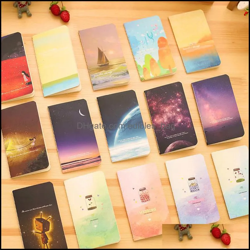 Vintage Romatic Starry Sky Series 80K Mini Notebook Journal Diary Notepad Vintage Soft Copybook Daily Memos Pads