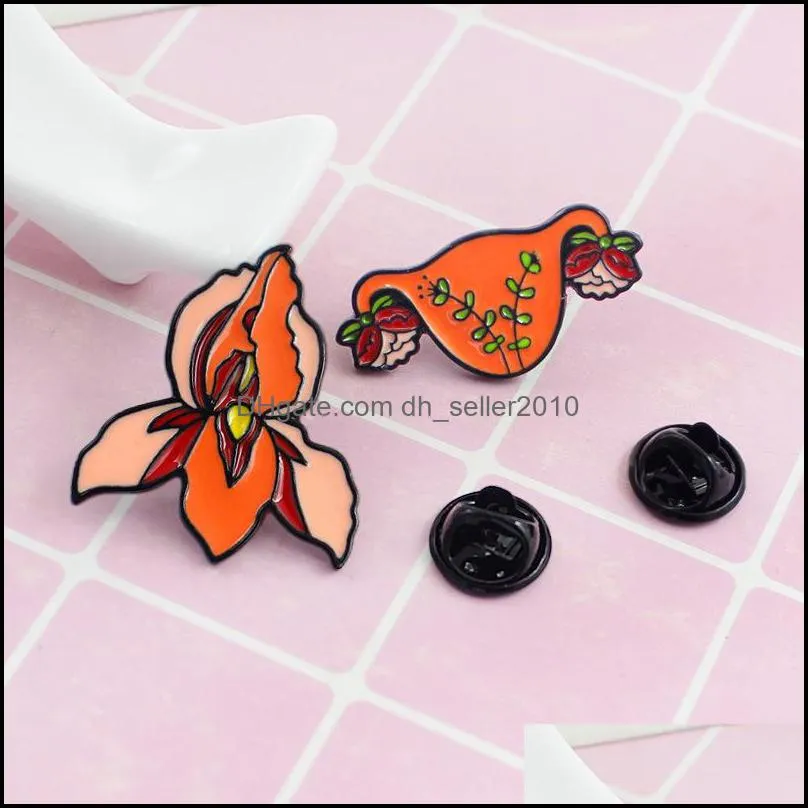 Feminism Blooming Uterus Flower Enamel Brooch Pins Badge Lapel Alloy Metal Fashion Jewelry Accessories Gifts 6143 Q2