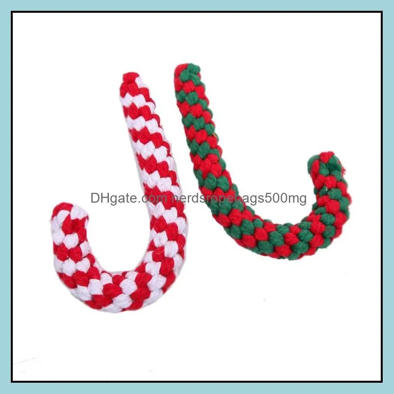 Christmas Cane Cotton Ropes Knot Pet Dog Chew Toys Puppy Dog Interactive Molar Bite Training Christmas Crutch Toys Pets