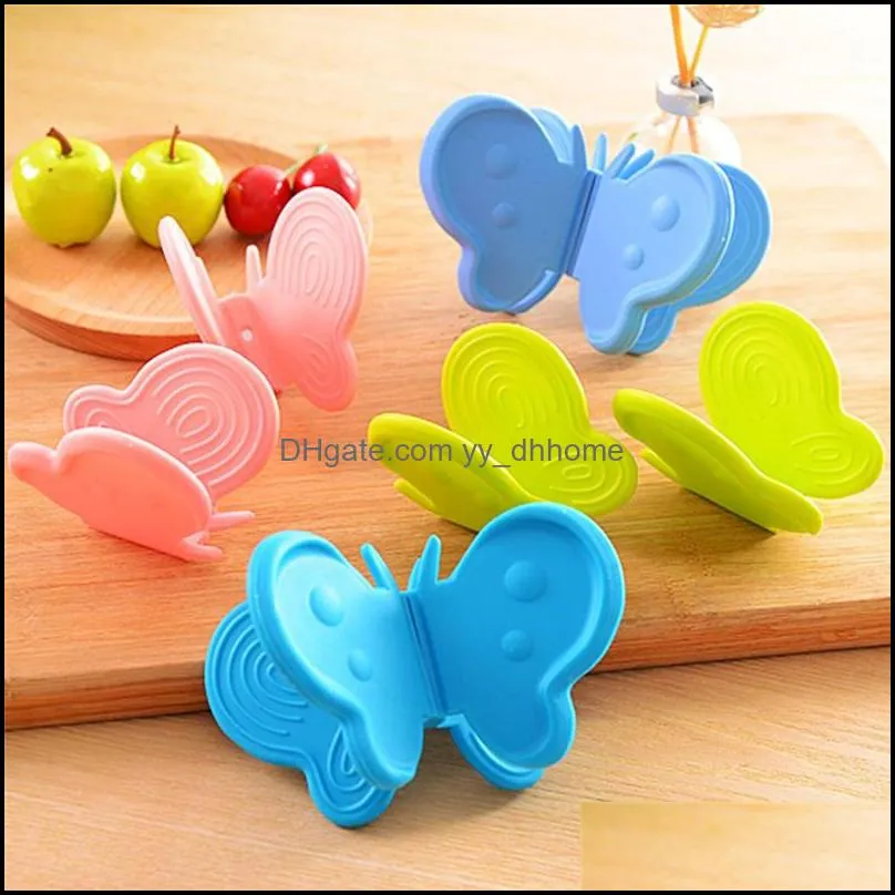 2pcs/set Butterfly Cake Bakeware Heat Resistant Silicone Oven Glove Finger Hand Clip Oven Mitt Convenient Pot Holder Pot Clips