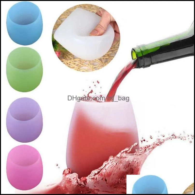 350ml Silicone Wine Glass Foldable Unbreakable Stemless Beer Whiskey Glass Drinkware Silicone Cup for Wine Juice Beer Travel Cup