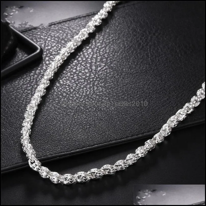 Plated Silver 20 Inch 5mm Twisted Rope Chain Necklace For Women Man Fashion Wedding Charm Jewelry 236 W2