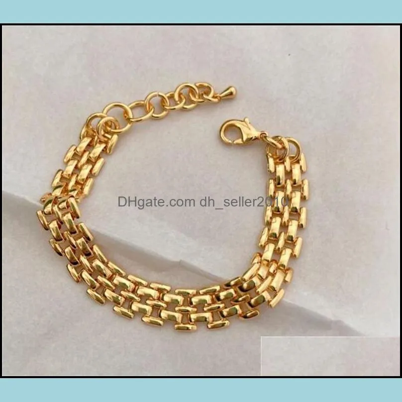 Elegant Big Thick Chain Link Bracelets for Women Gold Filled Female Wrist Jewelry 1580 V2