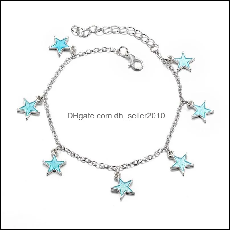 Retro silver tassel plum shape small Anklet flower heart pendant Anklet Bracelet Fashion simple plum Bracelet505 T2