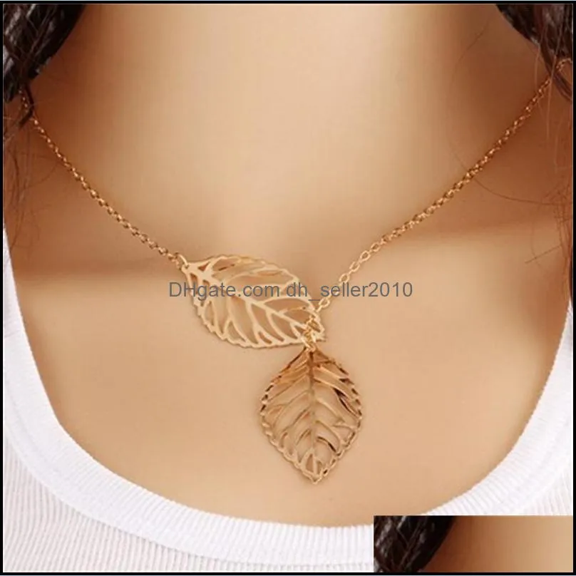 Necklaces Pendants 925 Silver Plated Leaves Pendant Necklaces Valentine`s Day Gift Fashion Korean Pretty Silver Cheap Long 105 O2