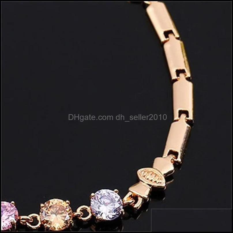 18K Gold Plated Sparkling 3A Cubic Zircon CZ Bracelet for Womens Gold Silver Chain Bracelet Jewelry for Party Wedding 3630 Q2