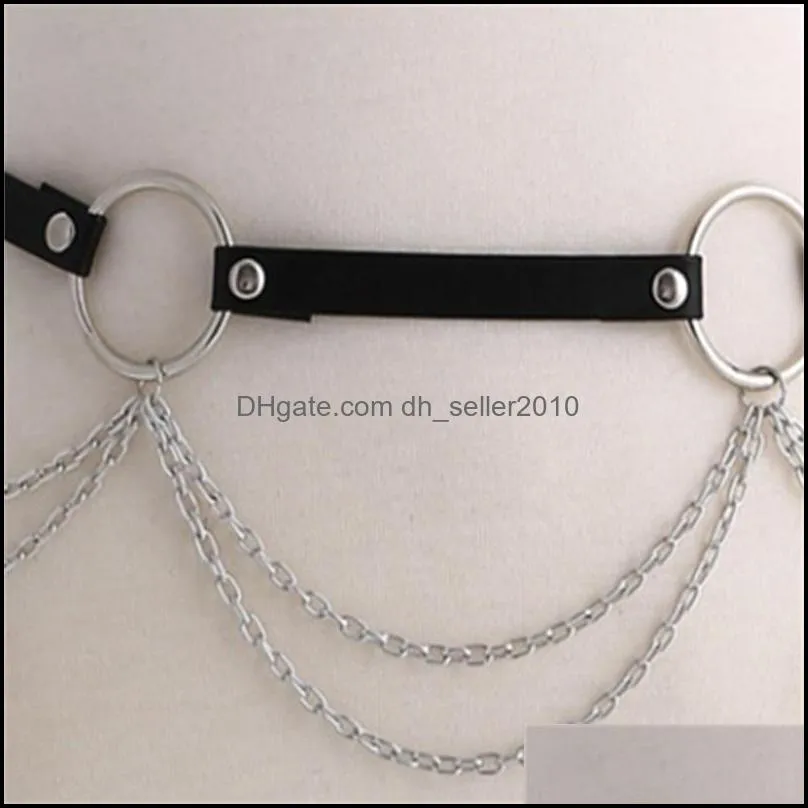 Leather Body Harness Chain Belt Sexy Body Chain Women Straps Girls Rave Waist Jewelry Fashion Accessory 1663 Q2