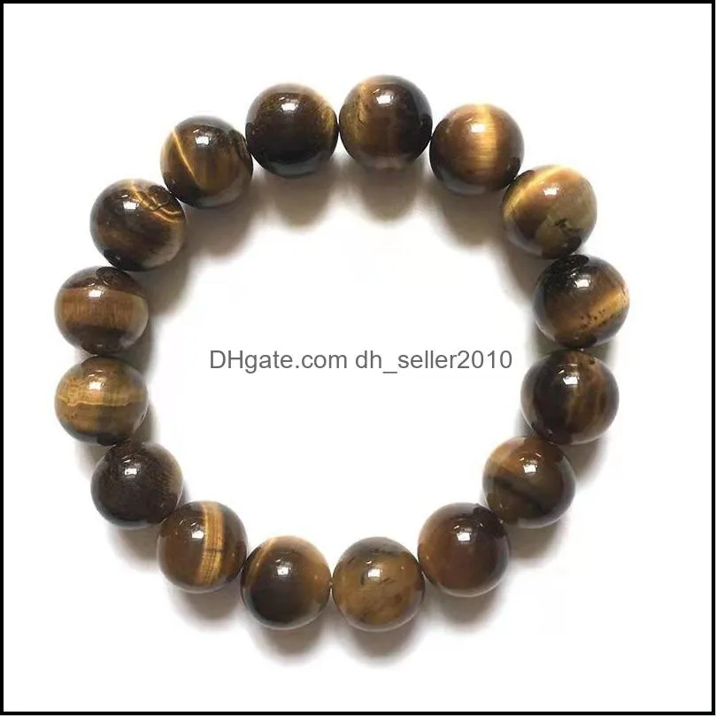 Strands Jewelry Drop Delivery 2021 Natural Tiger Eye Stone Beaded Bracelets 8Mm Yoga Balance Beads Buddha Prayer Elastic Bangles 442