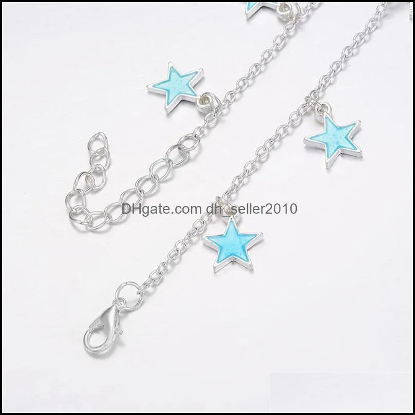 Fashion Luminous Pentagram Star Ankle Heart Charm Bracelet Anklets Sandal Sexy Beach Leg Chain For Women Summer Beach Jewelry 124 J2