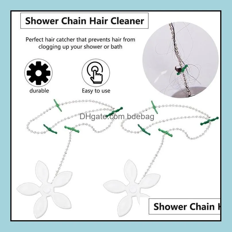 Useful Shower Chain Hair Cleaner Wig Kitchen Sink Filter Drain Hair Catcher Bathroom Bathtu Hair Removal Tool