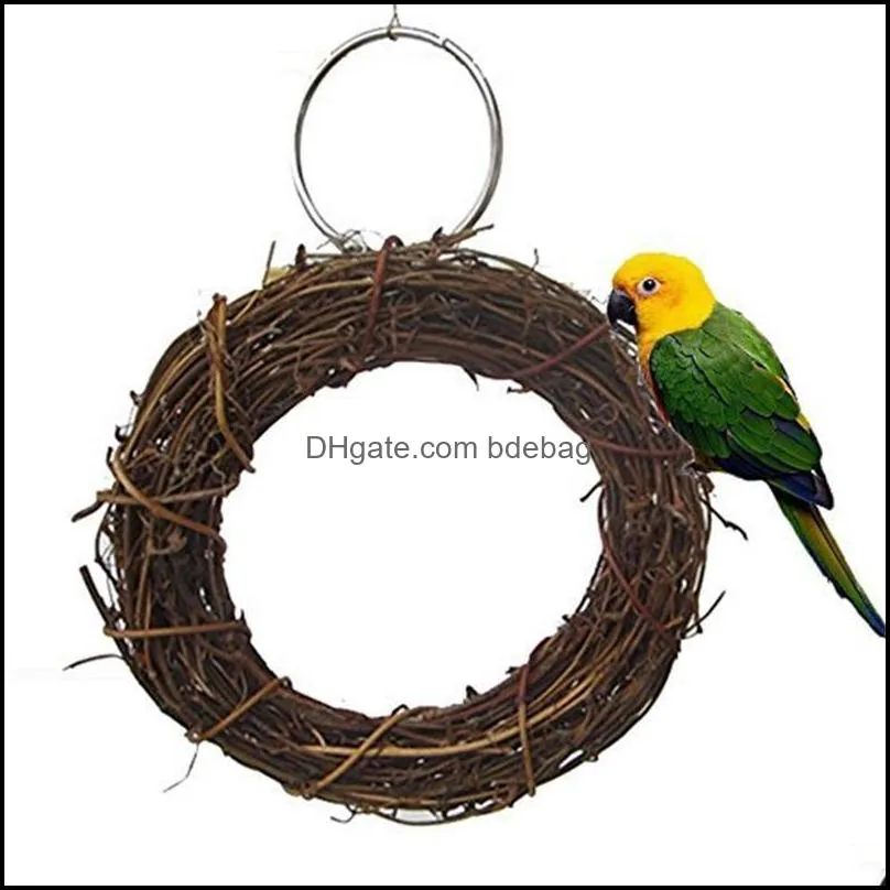 Pet Bird Parrot Ring Standing Perch Toy Pet Cage Swing Toy Accessories Chew Toy For Parrot Bird