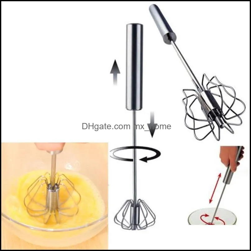 Creative Semi-automatic Egg Beater Stainless Steel Egg Whisk Manual Hand Mixer Self Turning Egg Stirrer Kitchen Tools