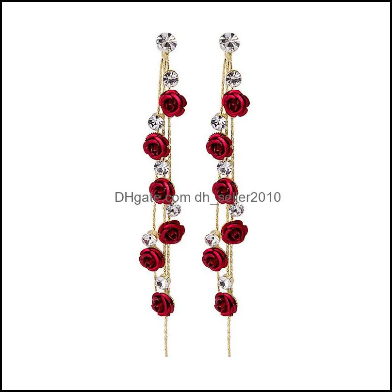 South Korea web celebrity super fairy temperament elegant Hyun fashion fashion earrings delicate purple flowers rose earrings 5641 Q2