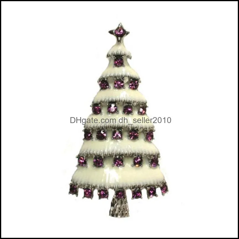 Christmas Tree Enamel Brooches For Women Men Inlaid Colorful Crystal Rhinestone Brooch Pins 1372 D3