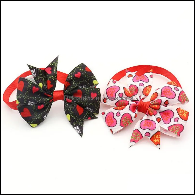 Dog Bowtie Valentines Day Pet Supplies Dogs Accessories Small Dog Cat Bow Tie Collar Love Pink Girl Dogs Bowties Necktie