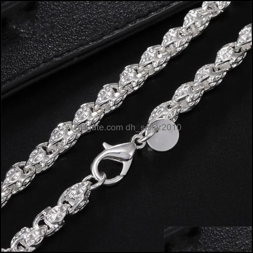 Plated Silver 20 Inch 5mm Twisted Rope Chain Necklace For Women Man Fashion Wedding Charm Jewelry 236 W2