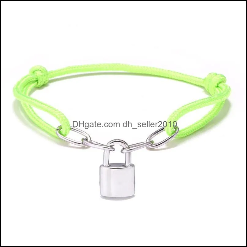 Fashion Lock Charm Bracelet For Women Men Jewellery Silvery Padlock Retractable Rope Bracelet Bangle Couple Jewelry 2020 89 W2