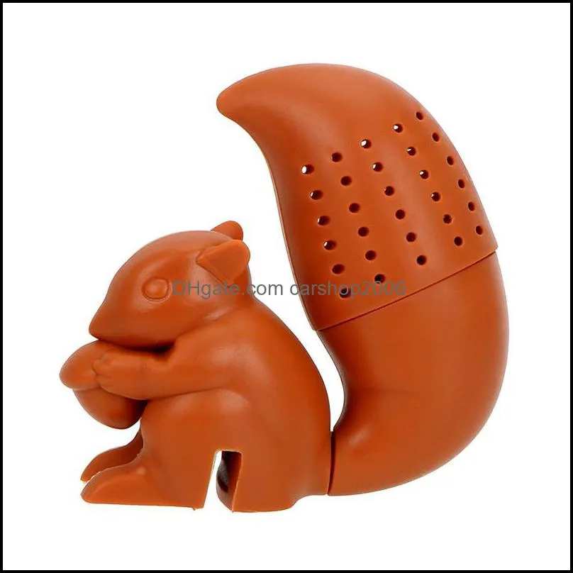 Silicone Tea Infuser Animal Squirrel Shape Heat Resistant Tea Leaf Strainer Filter Cute Tea Diffuser Teaware Kitchen Tools