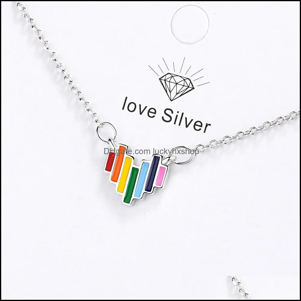 drip glue rainbow love gold plated necklace women short clavicle chain european and american style jewelry party birthday gift