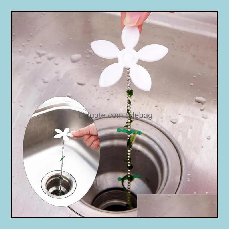 Useful Shower Chain Hair Cleaner Wig Kitchen Sink Filter Drain Hair Catcher Bathroom Bathtu Hair Removal Tool