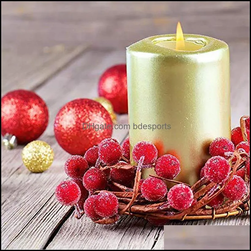 Decorative Mini Christmas Frosted Artificial Berry Vivid Red Holly Berry Holly Berries Home Garland New Beautiful Home Decoration