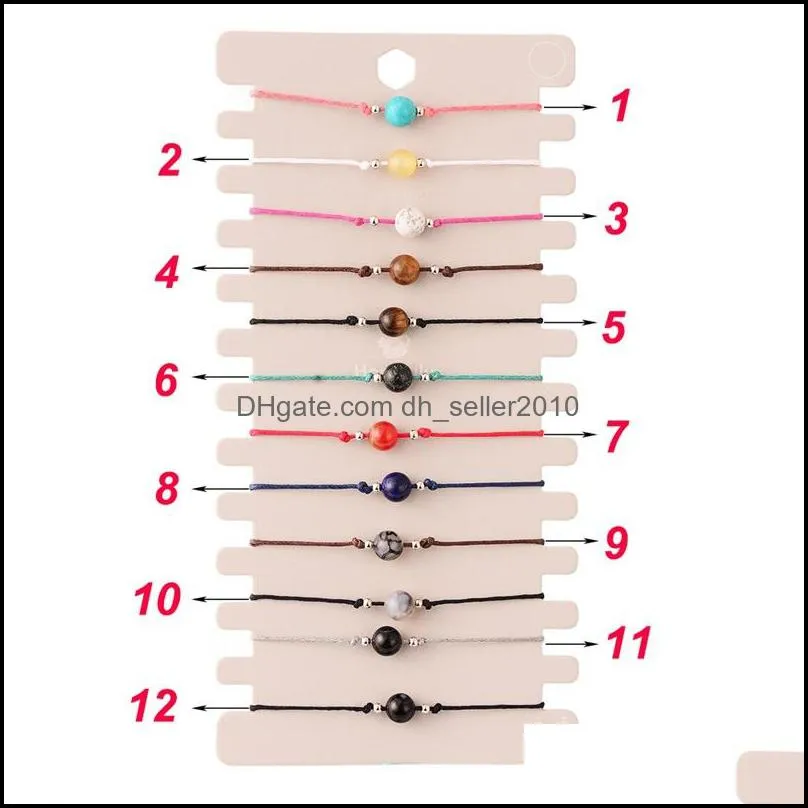 12pcs/Sets Natural Stone Handmade Woven Charms Bracelets Bangles for Women Adjustable Rope Wristband Jewelry Children Birthday Gift 3636