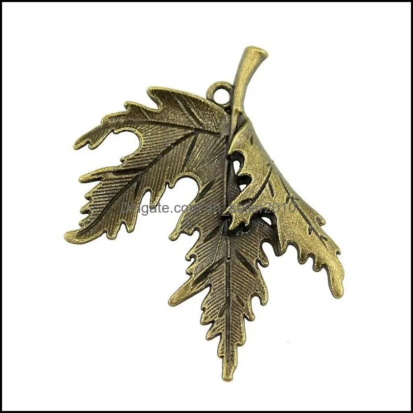 54x44mm 20pcs A Lot Big Maple Leaf Alloy Charm Pendant Retro Jewelry DIY Keychain Tibet Silver Pendant For Bracelet Earrings 
