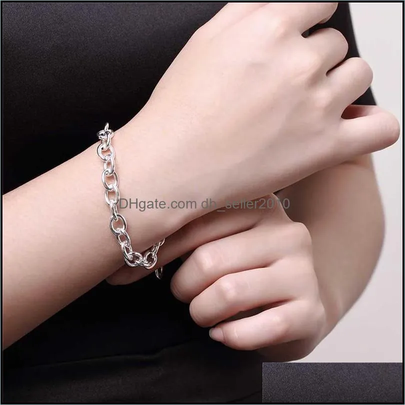 925 Sterling Silver 8-Inch Basic Chain Bracelet For Woman Charm Wedding Engagement Fashion Party Jewelry 1277 T2