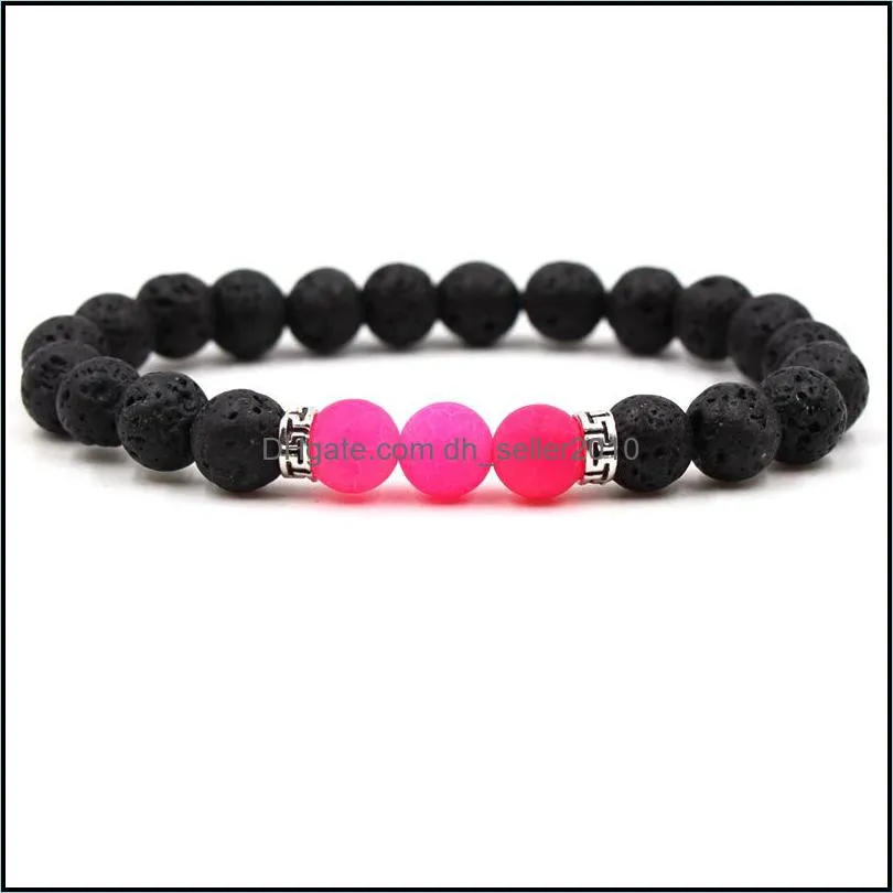 8mm Black Chakra Bracelet Natural Lava Volcanic Rocks Colorful Woman Man Elastic Force Beaded Bracelets Yoga 2 6xd K2B