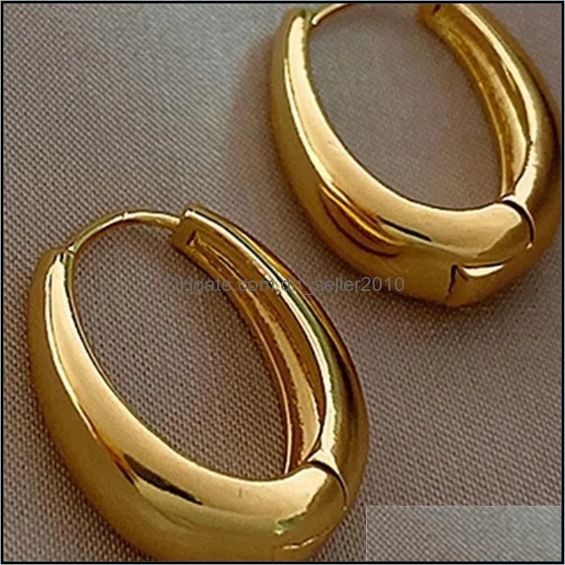 Classic Copper Alloy Smooth Metal Hoop Earrings For Woman Fashion Korean Jewelry Temperament Girl`s Daily Wear Earrings 5582 Q2