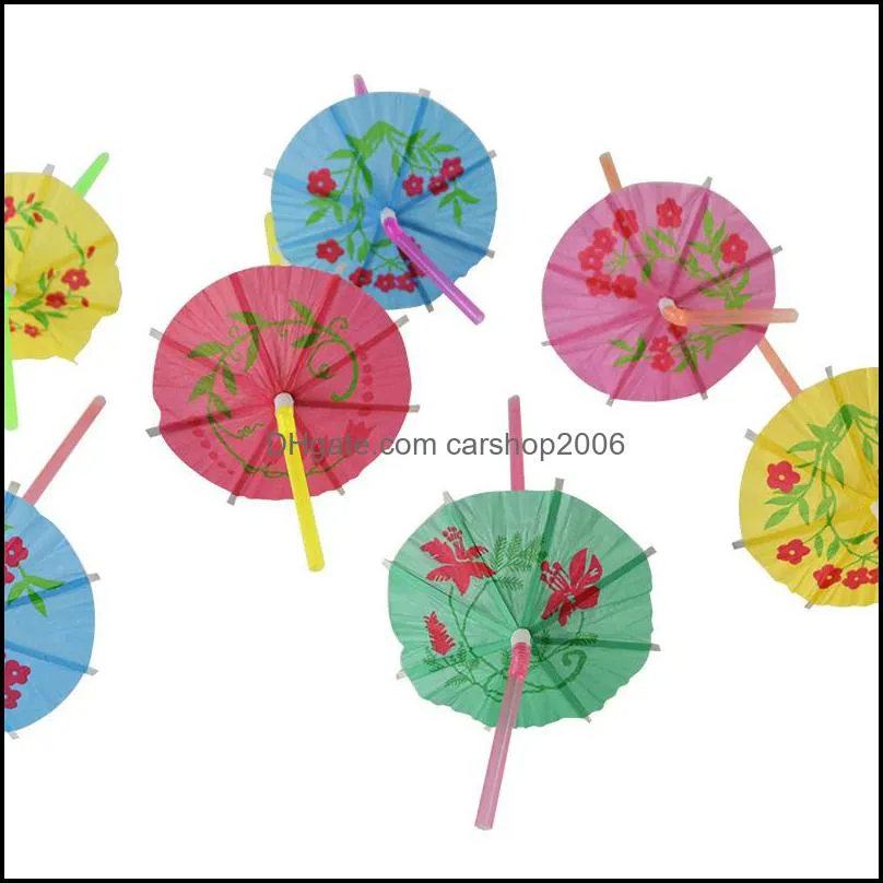 Cheap Plastic Straw Cocktail Parasols Umbrella Drink Picks Wedding Event Party Supplies Holiday Luau Sticks KTV Bar Cocktail