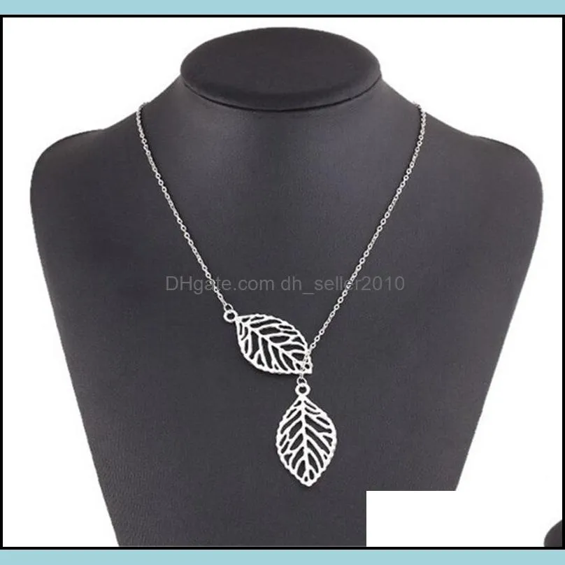 Necklaces Pendants 925 Silver Plated Leaves Pendant Necklaces Valentine`s Day Gift Fashion Korean Pretty Silver Cheap Long 105 O2