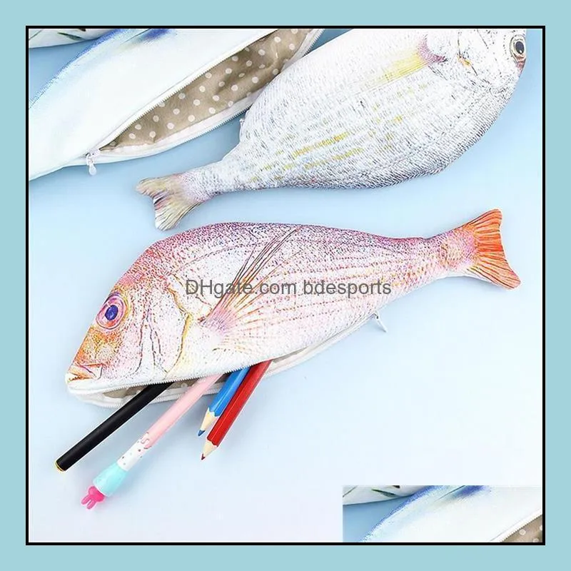 Super Imitation Sea Fish Pencil Case Kids Statonery Pencilcase Pen Bag Novelty Gifts Creative Fabric Pen Case School Supplies