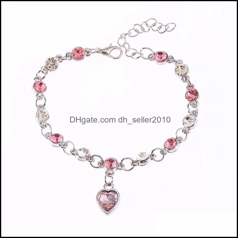 Jewellery Accessories Heart Of The Sea Bracelet Zircon Crystal Peach Hearts Flash Drill Alloy Chain Bracelets Fashion Ornaments Female 2 8mq