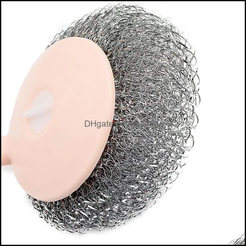 Metal Mesh Stainless Steel Wool Ball Cleaning Brush Kitchen Hanging Strong brush with long handle Pot Brush Magic Cleaner