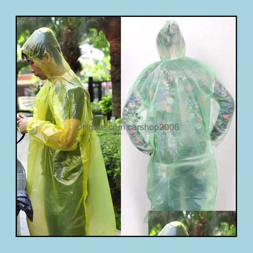 Disposable PE Raincoat Adult One-time Emergency Waterproof Hood Poncho Travel Camping Must Rain Coat Outdoor Rainwear