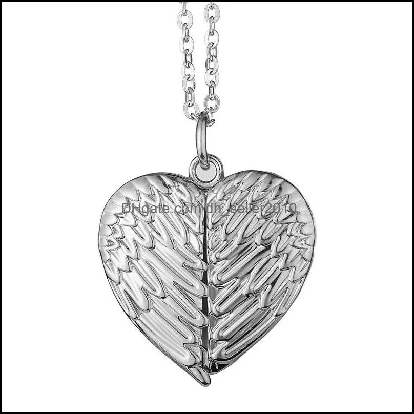 sublimation blank angel wings locket photo necklaces pendants fashion hot transfer printing blank jewelry consumables new style 35 U2