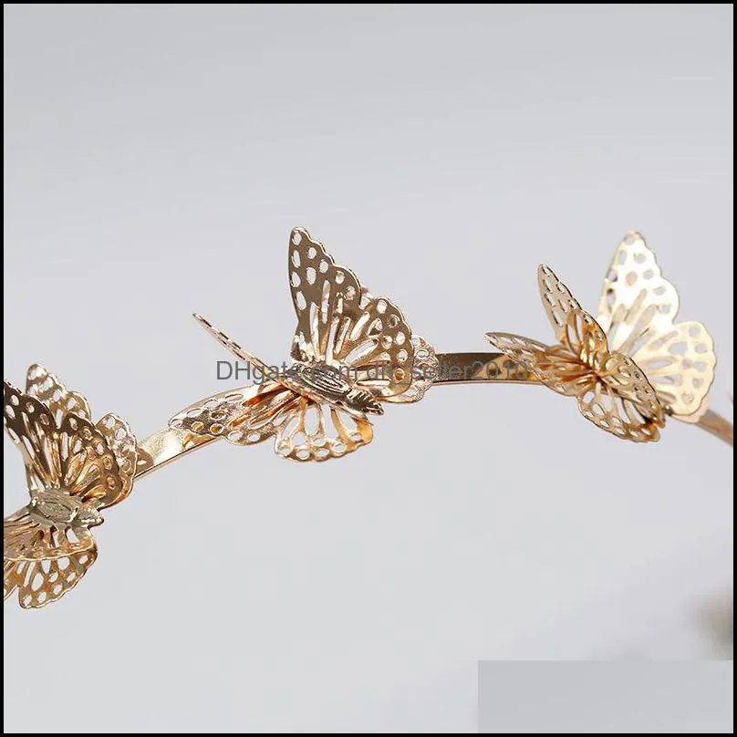 New Wholesale Price Fashion Simple Gold Plated Butterfly Shape Hairband Hair Jewelry For Girl Hair Accessories 1370 D3