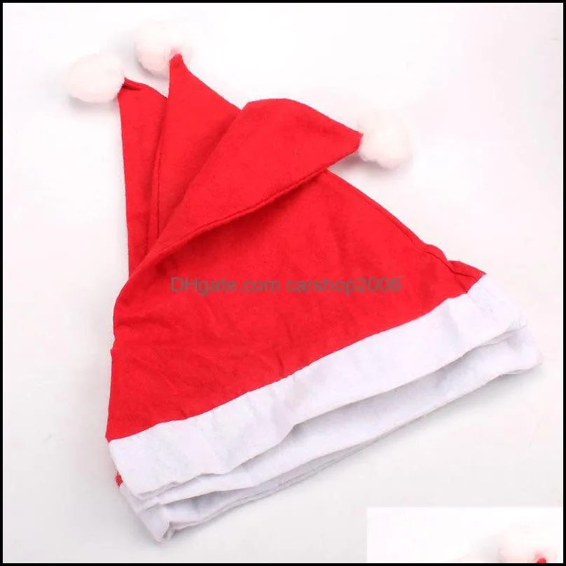 Christmas Santa Claus Hats Red Cap Party Non-woven Fabric Hat Costume Xmas Decoration for Kids Adult Christmas Hat Party Supplies