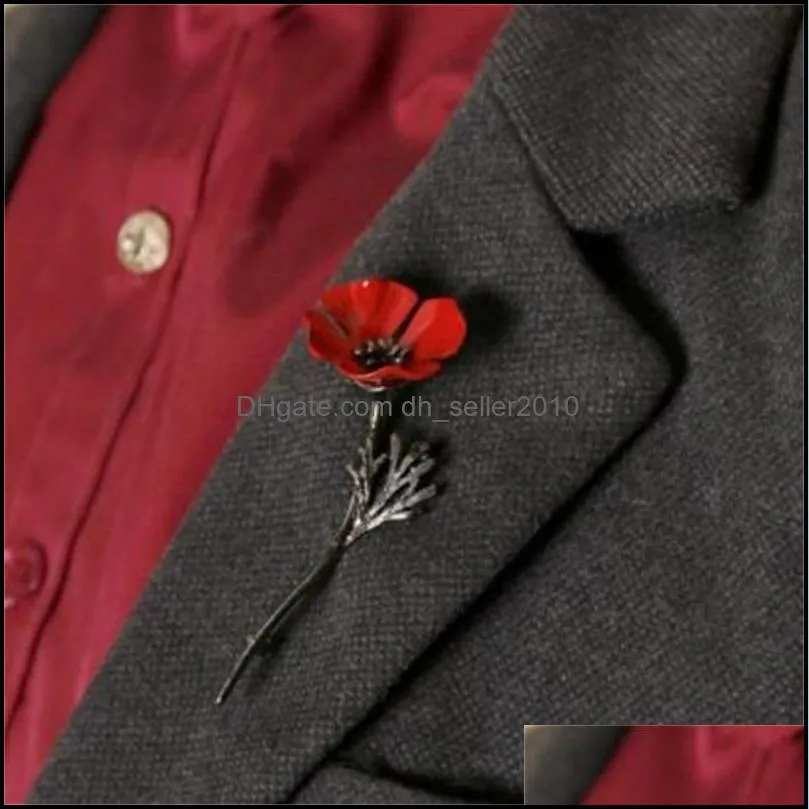 Wholesale 2017 New Vintage Style Retro Creative Red Poppy Flower Brooch Lapel Pins 3 Colors Available 2438 T2