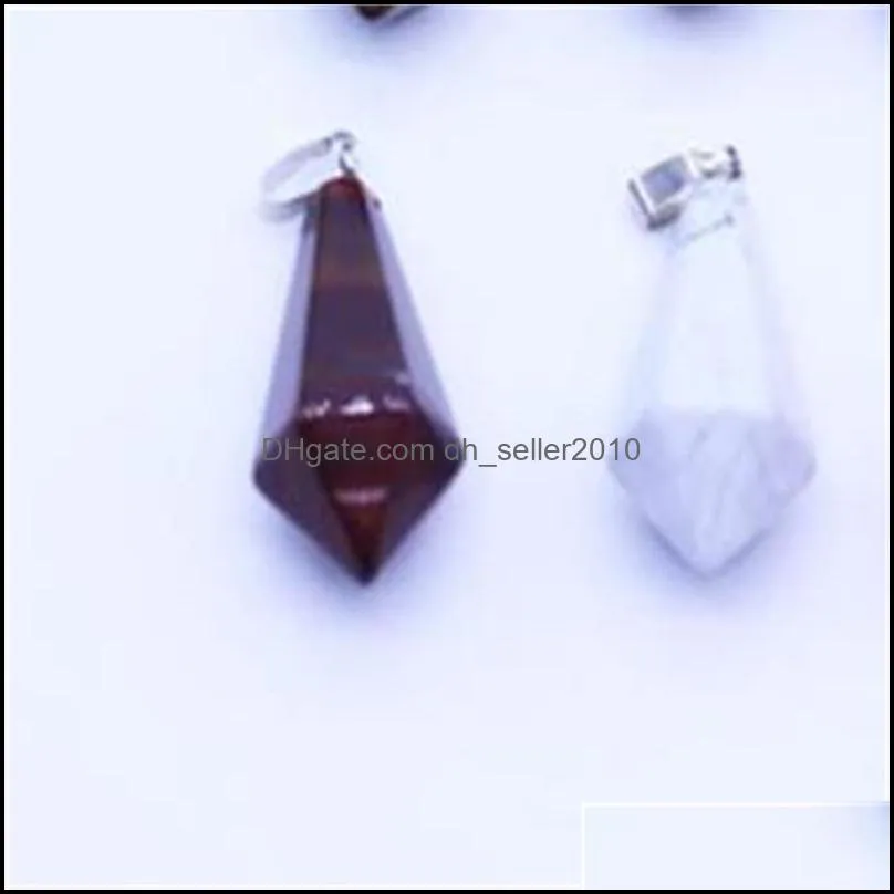 Lockets Gemstone Pendants Rose Quartz opal Natural Stone pendulum Hexagonal pyramid Charms pendants For necklace Jewelry Making 1181