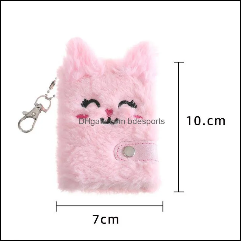 Cute Cat Plush Notebook For Girls Party Favor Kawaii Pendant Keychain Furry Cats Notebook Daily Planner Journal Book Note Pad