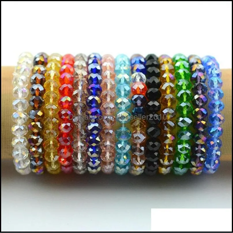 8mm Artificial Crystal Beads Bracelet Women Fashion Jewelry Chain Polychromatic Gift Wrap Bright Simple Style 1 1lg F2B